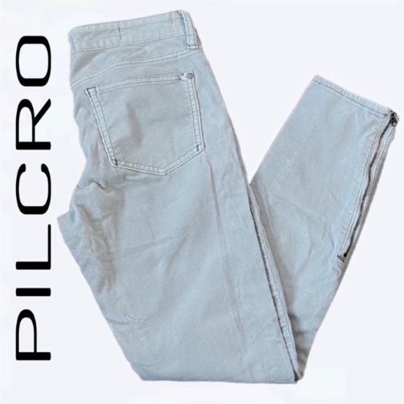 Pilcro and the Letterpress Pants - Anthropologie Pilcro Corduroy Skinny Leg Pants Side Zips Women’s Size 26